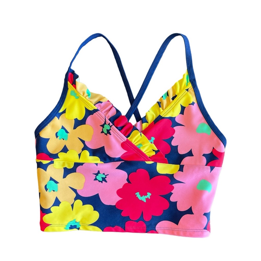 159. Girls Hanna Andersson Flower Print Swimsuit Top